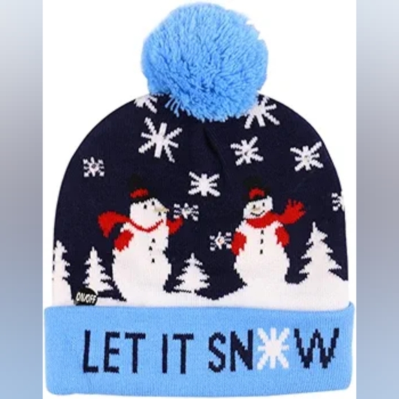 Christmas Hat Cuffed with Ball Knit Hat with LED Colorful Lights Decorative Hat - Picture 4 of 6